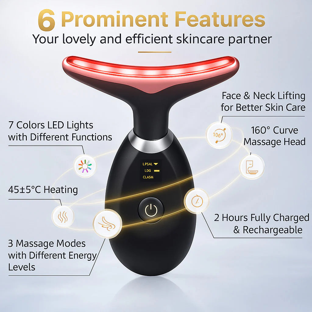 Neck Face Lifting Massager - LED Anti-Wrinkle Device for Double Chin & Skin Tightening